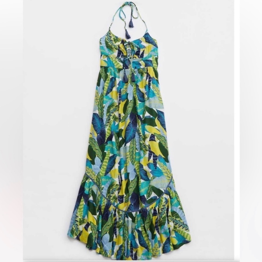 Aerie Halter Beach Maxi Sundress Tropical Floral - XSmall NWOT